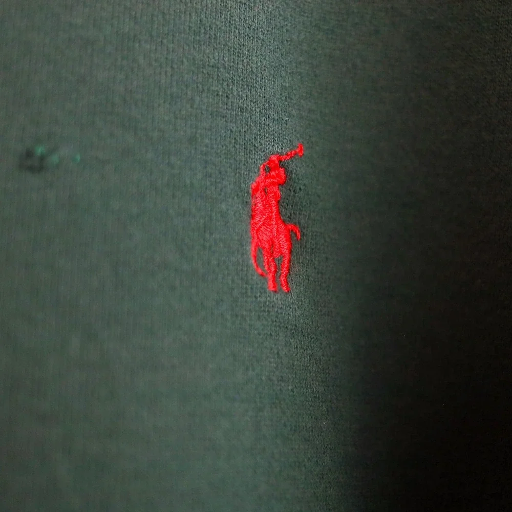 Vintage Polo Ralph Lauren V‎ Sweatshirt Green Red Pony Crewneck Pullover XL USA